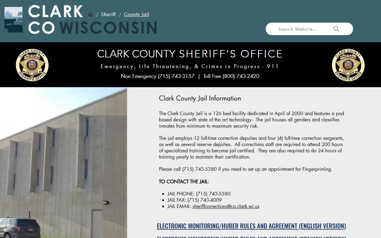 Clark County Jail official inmate population and jail information page