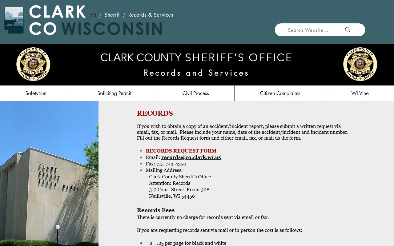 Clark County inmate records sheriff records services page